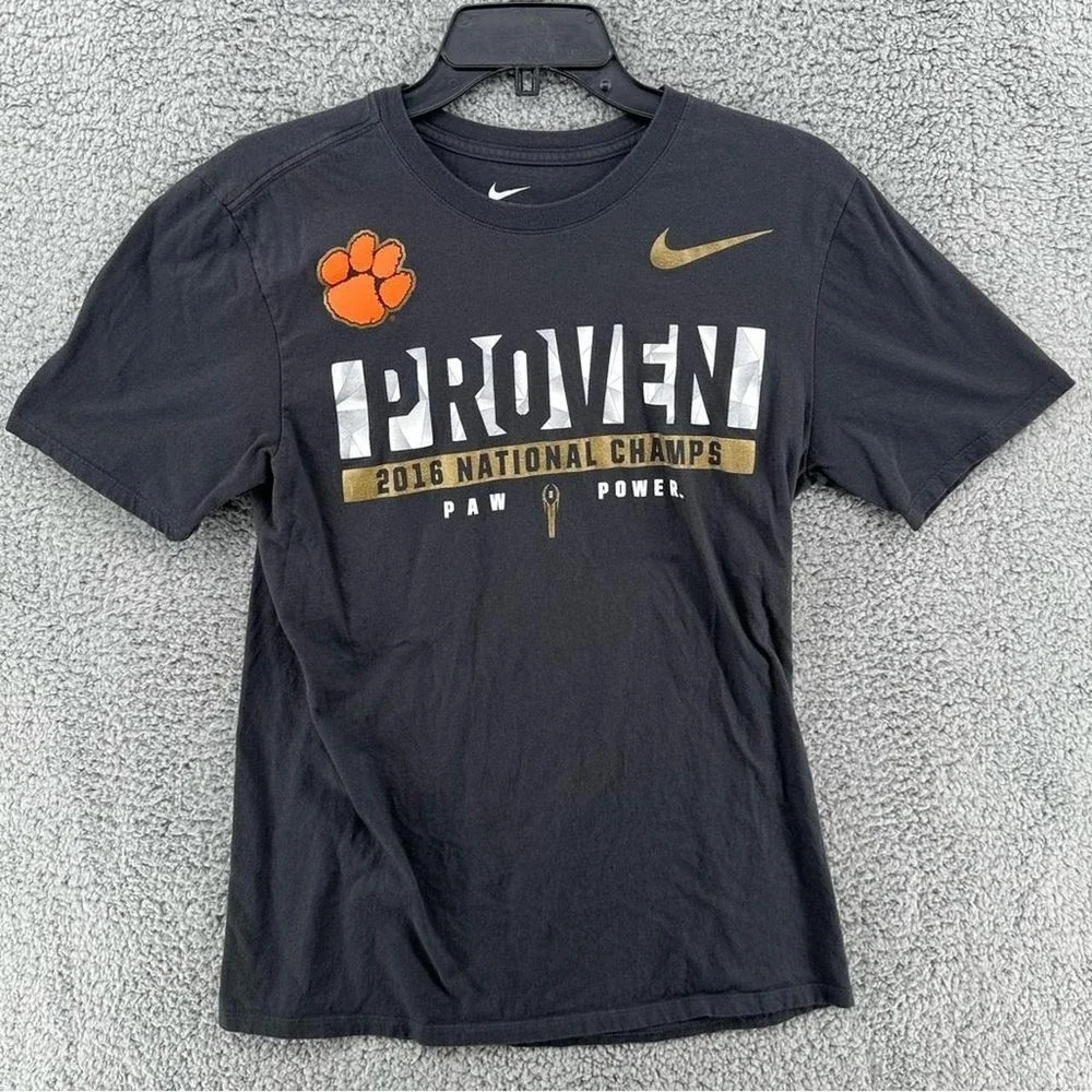 Nike Clemson Tigers 2016 National Champions Proven T-Shirt Black Mens Sz M